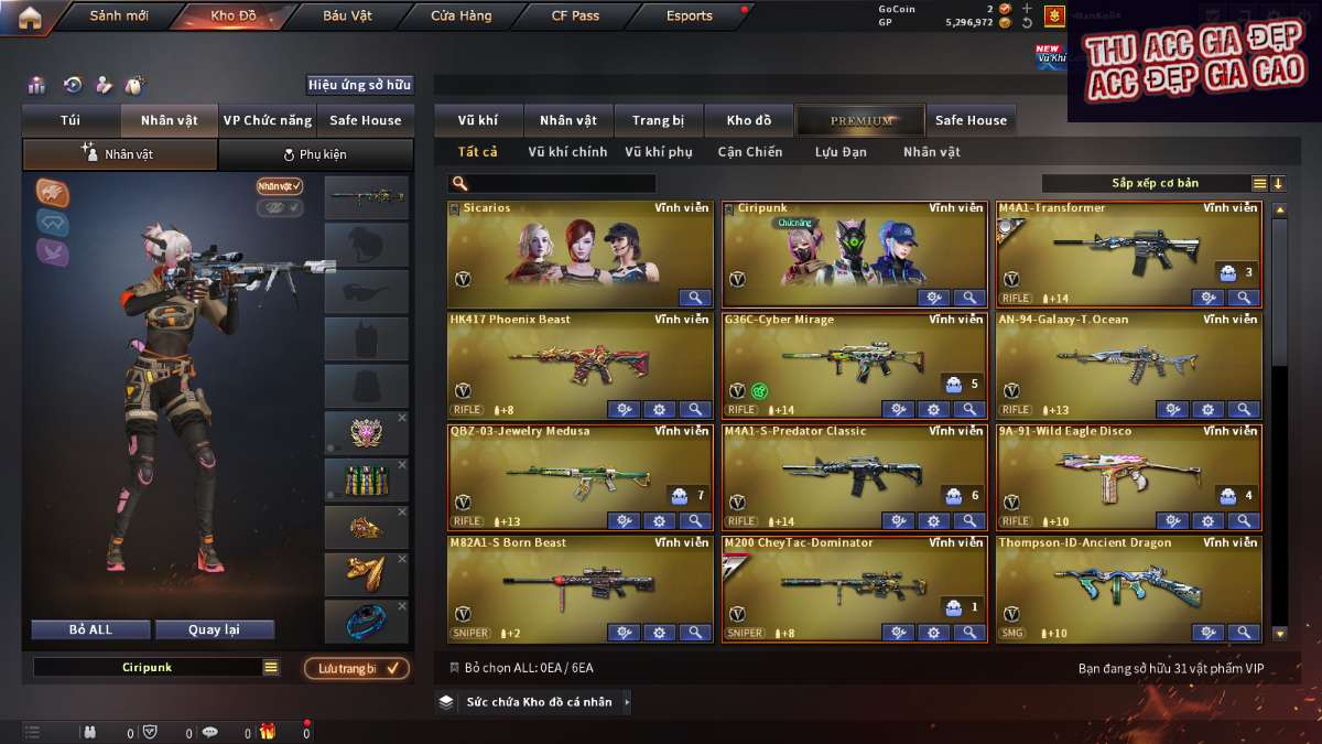 shop acc cf uy tin gia re